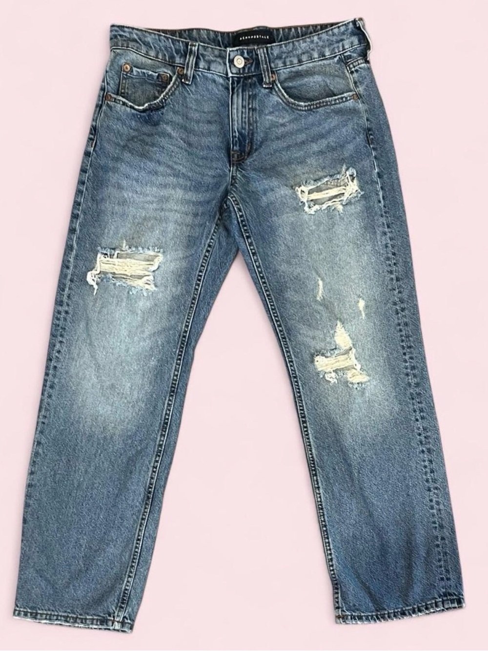 Aeropostale Women's Ripped Low Rise Baggy Jeans Size 4 short
